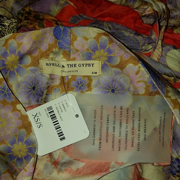 New spell free people willow short kimono tassel S - Picture 6 of 6